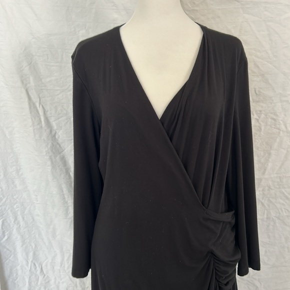 Karen Kane Long Sleeve Black Little Black Dress with rouching Sz XL - Picture 2 of 12